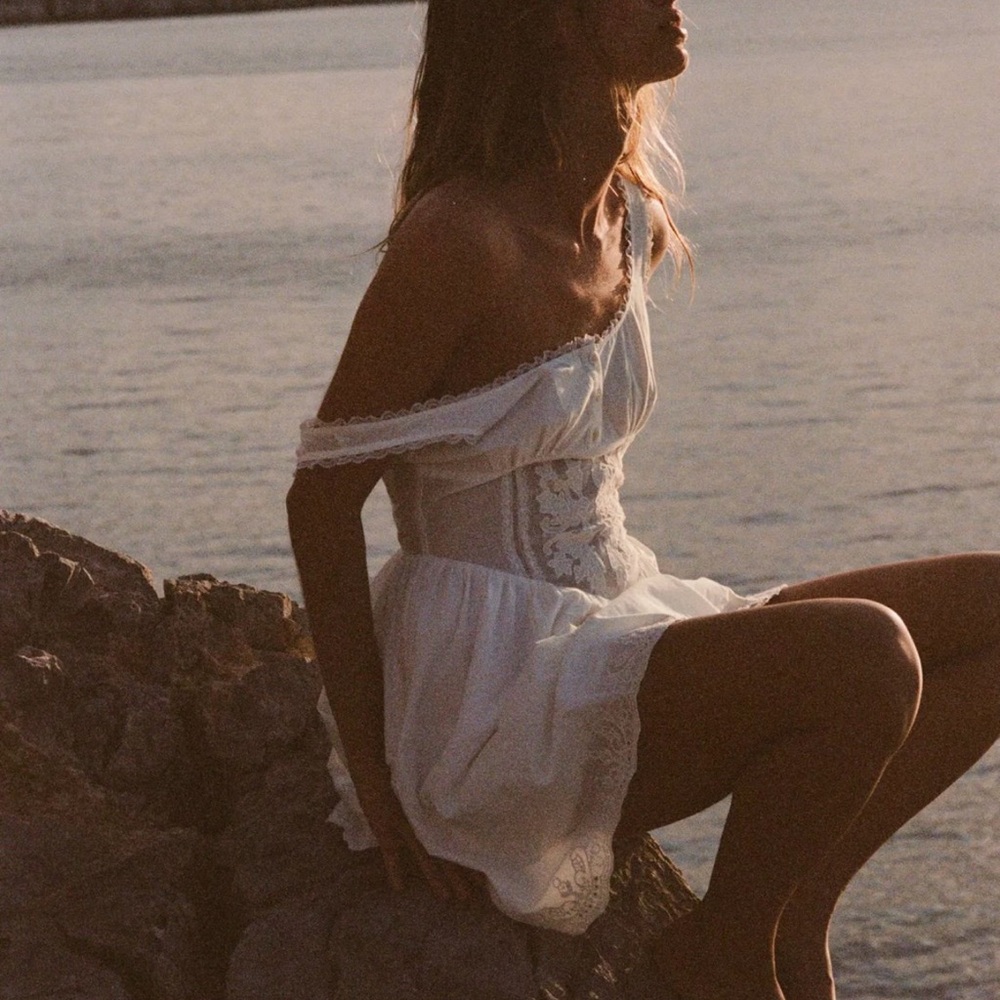 Zara White Off-Shoulder Mini Dress
